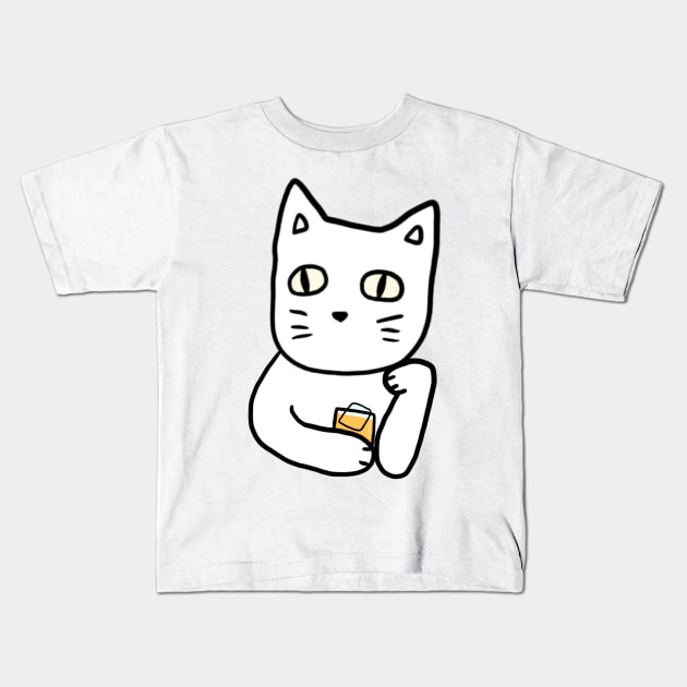 Cat and Whiskey Kids T-Shirt by Marinaaa010